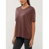 imageODODOS Womens Split Hem Oversize Short Sleeve Shirts Modal Soft V Neck Tee Casual Lounge Yoga TopsSangria