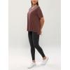 imageODODOS Womens Split Hem Oversize Short Sleeve Shirts Modal Soft V Neck Tee Casual Lounge Yoga TopsSangria