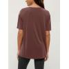 imageODODOS Womens Split Hem Oversize Short Sleeve Shirts Modal Soft V Neck Tee Casual Lounge Yoga TopsSangria