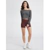 imageODODOS Womens PeachSoft Cropped Long Sleeve Tee Wide Scoop Neck Raglan Sleeves Casual Yoga ampamp Lounge ShirtCharcoal