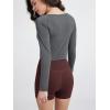imageODODOS Womens PeachSoft Cropped Long Sleeve Tee Wide Scoop Neck Raglan Sleeves Casual Yoga ampamp Lounge ShirtCharcoal