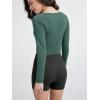 imageODODOS Womens PeachSoft Cropped Long Sleeve Tee Wide Scoop Neck Raglan Sleeves Casual Yoga ampamp Lounge ShirtDark Green