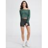 imageODODOS Womens PeachSoft Cropped Long Sleeve Tee Wide Scoop Neck Raglan Sleeves Casual Yoga ampamp Lounge ShirtDark Green