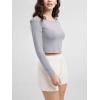 imageODODOS Womens PeachSoft Cropped Long Sleeve Tee Wide Scoop Neck Raglan Sleeves Casual Yoga ampamp Lounge ShirtLight Gray