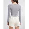 imageODODOS Womens PeachSoft Cropped Long Sleeve Tee Wide Scoop Neck Raglan Sleeves Casual Yoga ampamp Lounge ShirtLight Gray