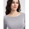 imageODODOS Womens PeachSoft Cropped Long Sleeve Tee Wide Scoop Neck Raglan Sleeves Casual Yoga ampamp Lounge ShirtLight Gray