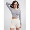 imageODODOS Womens PeachSoft Cropped Long Sleeve Tee Wide Scoop Neck Raglan Sleeves Casual Yoga ampamp Lounge ShirtLight Gray