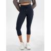 imageODODOS Womens Drawstring Tie Daily Capri Leggings 19quot Inseam High Waist Workout Cropped Yoga PantsDeep Navy