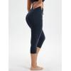 imageODODOS Womens Drawstring Tie Daily Capri Leggings 19quot Inseam High Waist Workout Cropped Yoga PantsDeep Navy