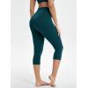 imageODODOS Womens Drawstring Tie Daily Capri Leggings 19quot Inseam High Waist Workout Cropped Yoga PantsForest Teal