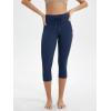 imageODODOS Womens Drawstring Tie Daily Capri Leggings 19quot Inseam High Waist Workout Cropped Yoga PantsNavy