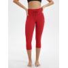 imageODODOS Womens Drawstring Tie Daily Capri Leggings 19quot Inseam High Waist Workout Cropped Yoga PantsRed