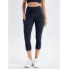 imageODODOS Womens Drawstring Tie Daily Capri Leggings with Pockets 19quot Inseam High Waist Workout Cropped Yoga PantsDeep Navy