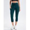 imageODODOS Womens Drawstring Tie Daily Capri Leggings with Pockets 19quot Inseam High Waist Workout Cropped Yoga PantsForest Teal