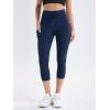 imageODODOS Womens Drawstring Tie Daily Capri Leggings with Pockets 19quot Inseam High Waist Workout Cropped Yoga PantsNavy