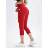 imageODODOS Womens Drawstring Tie Daily Capri Leggings with Pockets 19quot Inseam High Waist Workout Cropped Yoga PantsRed