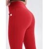 imageODODOS Womens Drawstring Tie Daily Capri Leggings with Pockets 19quot Inseam High Waist Workout Cropped Yoga PantsRed