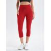 imageODODOS Womens Drawstring Tie Daily Capri Leggings with Pockets 19quot Inseam High Waist Workout Cropped Yoga PantsRed