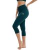 imageODODOS Womens Drawstring Tie Daily Capri Leggings 19quot Inseam High Waist Workout Cropped Yoga PantsForest Teal