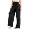 imageODODOS Womens Wide Leg Palazzo Lounge Pants with Pockets Light Weight Loose Comfy Casual Pajama Pants262830quot32quot InseamBlackno Pocket