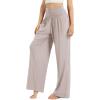 imageODODOS Womens Wide Leg Palazzo Lounge Pants with Pockets Light Weight Loose Comfy Casual Pajama Pants262830quot32quot InseamLight Beigeno Pocket