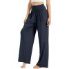 imageODODOS Womens Wide Leg Palazzo Lounge Pants with Pockets Light Weight Loose Comfy Casual Pajama Pants262830quot32quot InseamMidnightno Pocket
