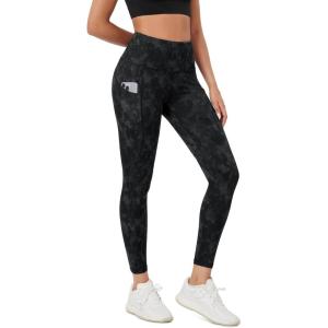 imageODODOS Womens High Waisted Yoga Leggings with Pockets Tummy Control Non See Through Workout Athletic Running Yoga PantsTie Dye Smoke Ink