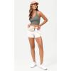 imageODODOS Seamless Halter Crop Tops for Women Ribbed Soft V Neck Open Back Cropped Tank TopGray