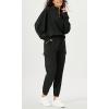 imageODODOS Cargo Jogger Pants for Women Cotton Soft Mid Waist Track Cuff Lounge Sweatpant with PocketsBlack