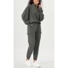 imageODODOS Cargo Jogger Pants for Women Cotton Soft Mid Waist Track Cuff Lounge Sweatpant with PocketsCharcoal