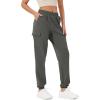 imageODODOS Cargo Jogger Pants for Women Cotton Soft Mid Waist Track Cuff Lounge Sweatpant with PocketsCharcoal