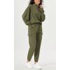 imageODODOS Cargo Jogger Pants for Women Cotton Soft Mid Waist Track Cuff Lounge Sweatpant with PocketsOlive