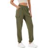 imageODODOS Cargo Jogger Pants for Women Cotton Soft Mid Waist Track Cuff Lounge Sweatpant with PocketsOlive