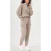 imageODODOS Cargo Jogger Pants for Women Cotton Soft Mid Waist Track Cuff Lounge Sweatpant with PocketsPlaza Taupe