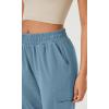 imageODODOS Cargo Jogger Pants for Women Cotton Soft Mid Waist Track Cuff Lounge Sweatpant with PocketsSteel Blue