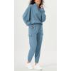 imageODODOS Cargo Jogger Pants for Women Cotton Soft Mid Waist Track Cuff Lounge Sweatpant with PocketsSteel Blue