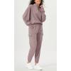 imageODODOS Cargo Jogger Pants for Women Cotton Soft Mid Waist Track Cuff Lounge Sweatpant with PocketsTwilight Mauve