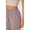 imageODODOS Cargo Jogger Pants for Women Cotton Soft Mid Waist Track Cuff Lounge Sweatpant with PocketsTwilight Mauve