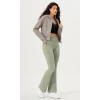 imageODODOS Cloud Feeling Crossover Flared Pants with Pockets for Women Cross Waist Bootcut Lounge Yoga Pants 30quot  32quot InseamLime Stone