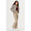 imageODODOS Cloud Feeling Crossover Flared Pants with Pockets for Women Cross Waist Bootcut Lounge Yoga Pants 30quot  32quot InseamShaker Beige