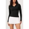 imageODODOS Cloud Feeling Long Sleeve Polo Shirts for Women Lightweight Buttery Soft Tennis Golf TopsBlack