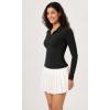 imageODODOS Cloud Feeling Long Sleeve Polo Shirts for Women Lightweight Buttery Soft Tennis Golf TopsBlack