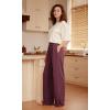 imageODODOS Drapey Soft Wide Leg Pants for Women High Waist Casual Relaxed Lounge Pants with Pockets29 InseamClaret