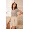 imageODODOS Lightweight Soft Short Sleeve Tee for Women Crew Neck Slim Fit TShirts Summer Crop TopsLight Mocha