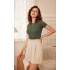 imageODODOS Lightweight Soft Short Sleeve Tee for Women Crew Neck Slim Fit TShirts Summer Crop TopsOlive Green