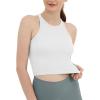 imageODODOS Womens 2 Pack Seamless Tank Tops Racerback Ribbed Sleeveless Crop Top BlackWhite MediumLarge