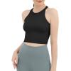 imageODODOS Womens 2 Pack Seamless Tank Tops Racerback Ribbed Sleeveless Crop Top BlackWhite MediumLarge