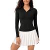 imageODODOS Cloud Feeling Long Sleeve Polo Shirts for Women Lightweight Buttery Soft Tennis Golf TopsBlack