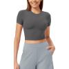 imageODODOS Lightweight Soft Short Sleeve Tee for Women Crew Neck Slim Fit TShirts Summer Crop TopsCharcoal