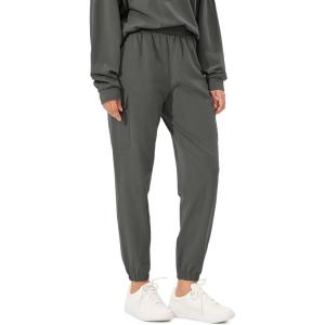 imageODODOS Cargo Jogger Pants for Women Cotton Soft Mid Waist Track Cuff Lounge Sweatpant with PocketsCharcoal
